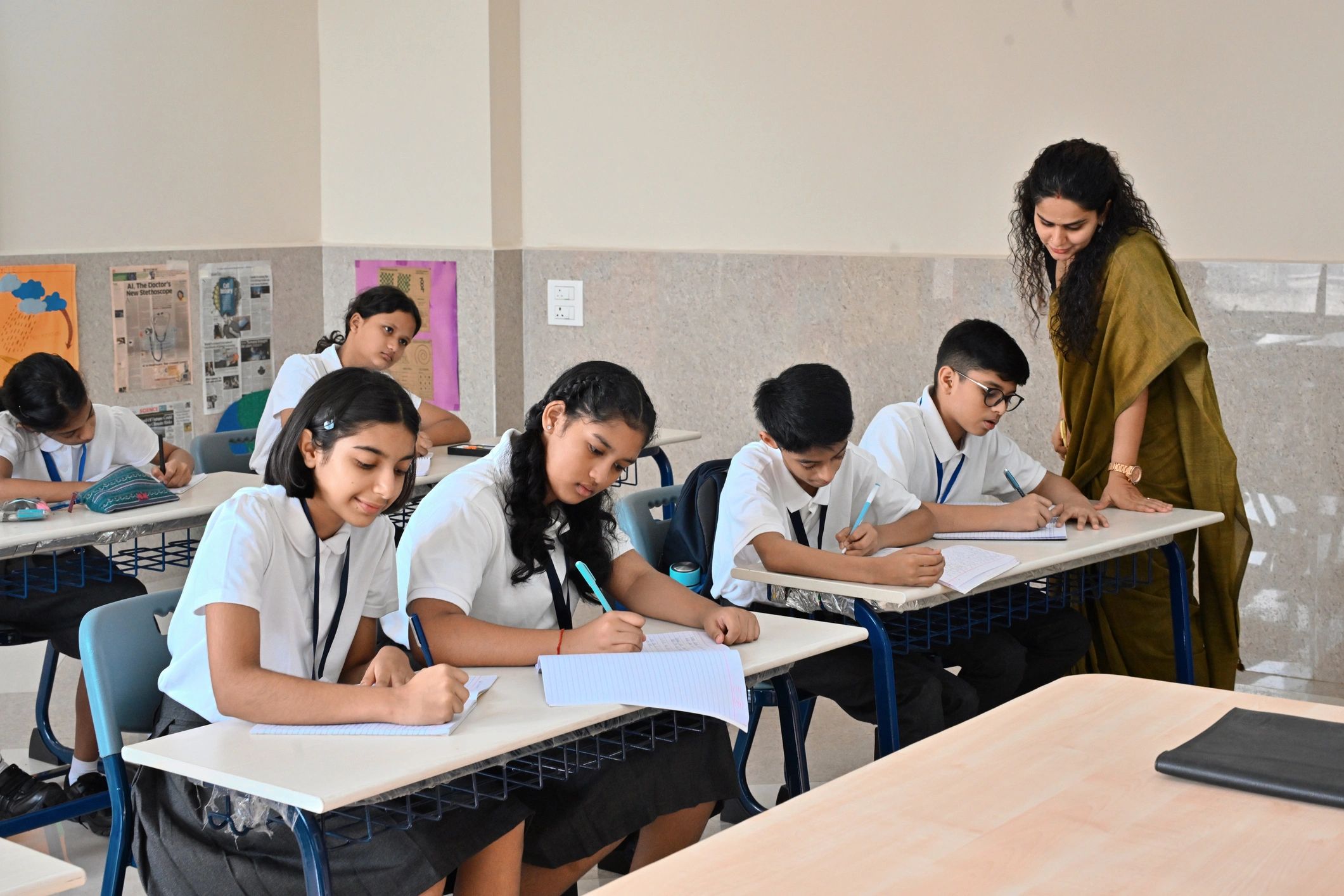 school classroom students teacher modern India